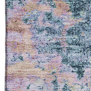HomeRoots 9' X 12' Blue and Lavender Abstract Area Rug – Washable, UV Protected, Non-Slip for High Traffic Homes 699141