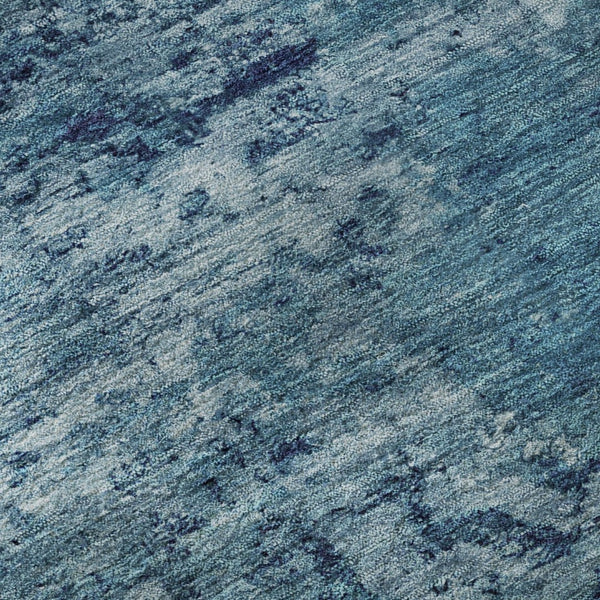 HomeRoots 8' Denim Blue & Ivory Abstract Washable Round Rug - Durable, UV-Protected, Kid & Pet Friendly Design 699145
