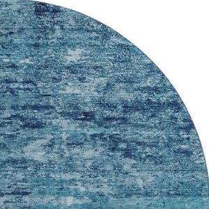 HomeRoots 8' Denim Blue & Ivory Abstract Washable Round Rug - Durable, UV-Protected, Kid & Pet Friendly Design 699145