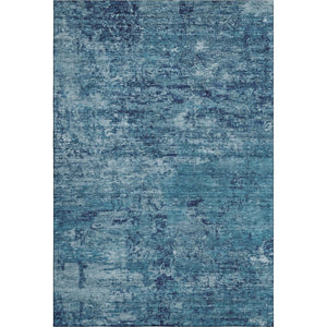 HomeRoots 8' X 10' Denim Blue & Ivory Abstract Washable Area Rug - Durable, UV Protected, Easy Care Design! 699146