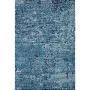 HomeRoots 8' X 10' Denim Blue & Ivory Abstract Washable Area Rug - Durable, UV Protected, Easy Care Design! 699146