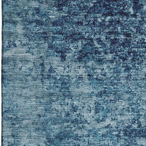 HomeRoots 10' Denim Blue & Ivory Abstract Washable Area Rug – UV Protected, Non-Slip, Durable for Families! 699148