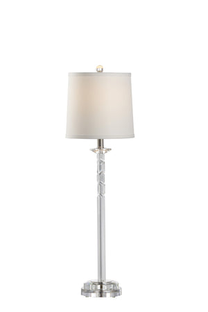 Chelsea House Raleigh Crystal Buffet Lamp With Polished Nickel Accents — 34" Slender Transitional Accent Light For Mantels And Consoles 69915