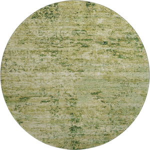 HomeRoots 8' Fern Green and Gold Abstract Round Rug – Washable, UV-Protected, Stain-Resistant Design for Any Space 699151