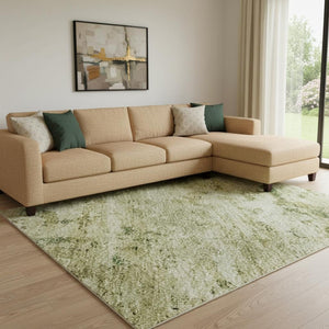HomeRoots 8' X 10' Fern Green and Gold Abstract Washable Area Rug – Stylish, Durable, UV-Protected Design! 699152
