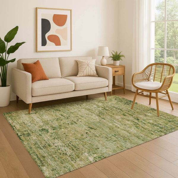 HomeRoots 10' X 14' Fern Green and Gold Abstract Area Rug - Stain Resistant, UV Protected, Non-Slip Design for Style 699154