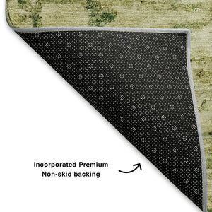HomeRoots 10' X 14' Fern Green and Gold Abstract Area Rug - Stain Resistant, UV Protected, Non-Slip Design for Style 699154