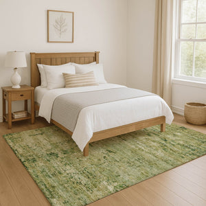 HomeRoots 10' X 14' Fern Green and Gold Abstract Area Rug - Stain Resistant, UV Protected, Non-Slip Design for Style 699154