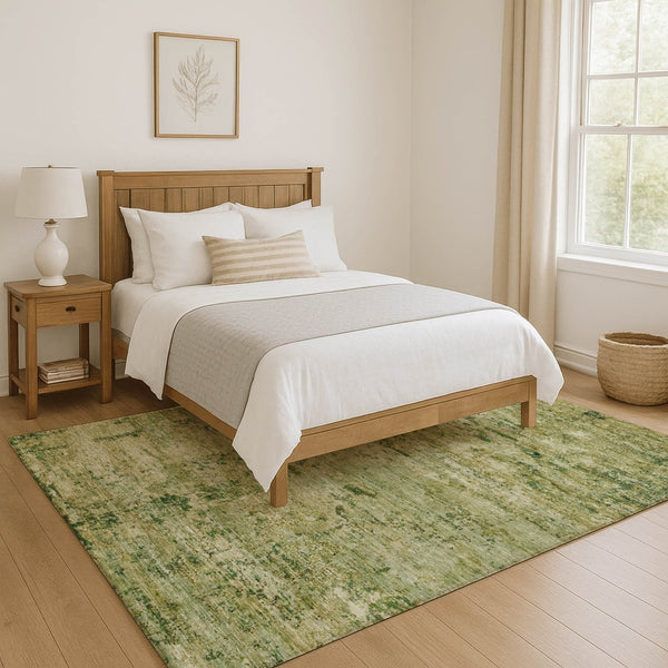 HomeRoots 10' X 14' Fern Green and Gold Abstract Area Rug - Stain Resistant, UV Protected, Non-Slip Design for Style 699154