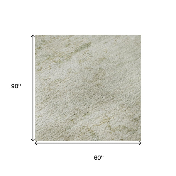 HomeRoots 5' X 8' Modern Abstract Linen Beige Area Rug – Washable, UV Protected, Non-Slip Backing, Durable Design 699156