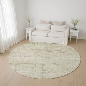 HomeRoots 8' Washable Round Rug in Linen & Beige - UV Protected, Stain Resistant, Durable for Busy Homes 699157