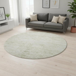 HomeRoots 8' Washable Round Rug in Linen & Beige - UV Protected, Stain Resistant, Durable for Busy Homes 699157