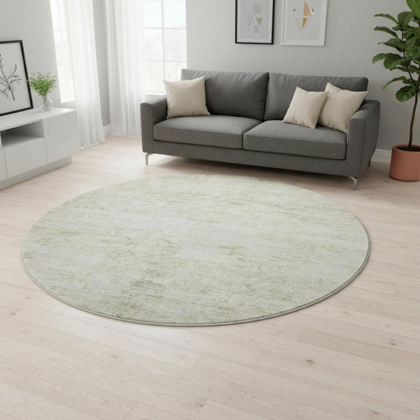 HomeRoots 8' Washable Round Rug in Linen & Beige - UV Protected, Stain Resistant, Durable for Busy Homes 699157