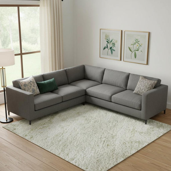 HomeRoots 9' X 12' Modern Linen & Beige Abstract Washable Area Rug with UV Protection for Busy Homes 699159