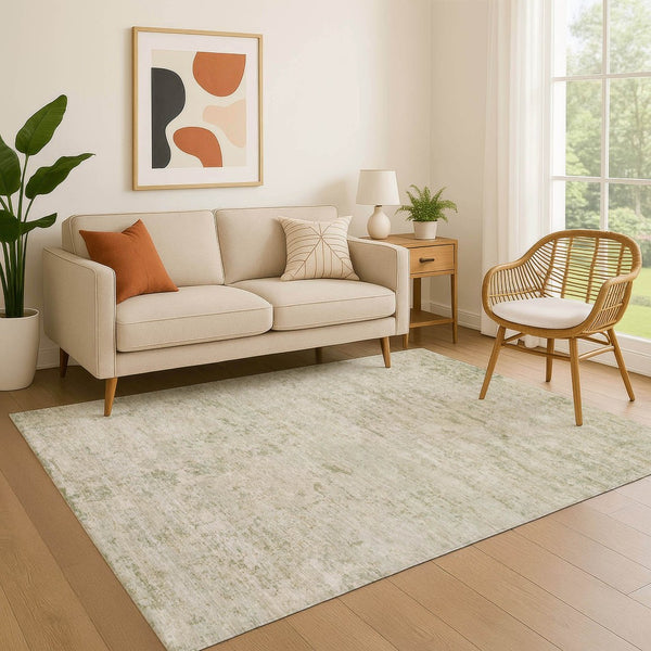 HomeRoots 10' X 14' Abstract Washable Area Rug in Linen & Beige - Durable, UV-Protected, and Stylish Design for Any Home 699160
