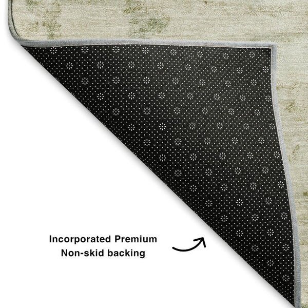 HomeRoots 10' X 14' Abstract Washable Area Rug in Linen & Beige - Durable, UV-Protected, and Stylish Design for Any Home 699160