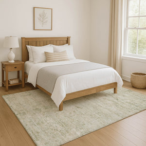 HomeRoots 10' X 14' Abstract Washable Area Rug in Linen & Beige - Durable, UV-Protected, and Stylish Design for Any Home 699160