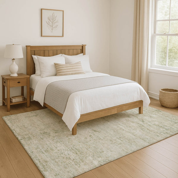 HomeRoots 10' X 14' Abstract Washable Area Rug in Linen & Beige - Durable, UV-Protected, and Stylish Design for Any Home 699160