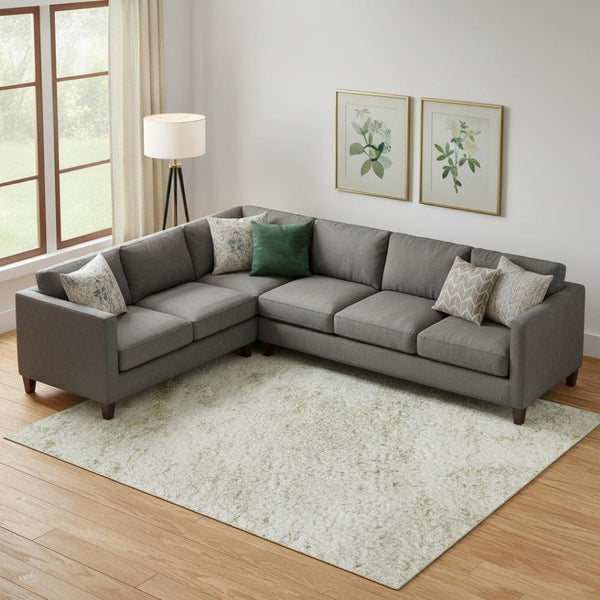 HomeRoots 10' X 14' Abstract Washable Area Rug in Linen & Beige - Durable, UV-Protected, and Stylish Design for Any Home 699160