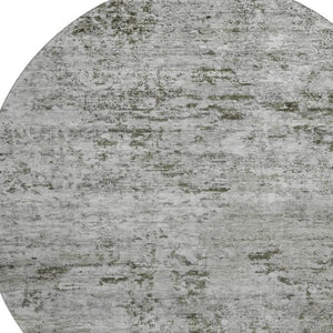 HomeRoots 8' Contemporary Pewter and Ivory Abstract Round Rug – Washable, UV Protected, Durable Design! 699163
