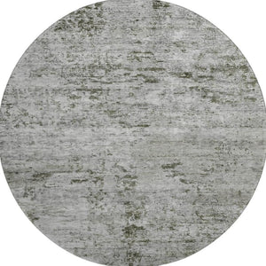 HomeRoots 8' Contemporary Pewter and Ivory Abstract Round Rug – Washable, UV Protected, Durable Design! 699163