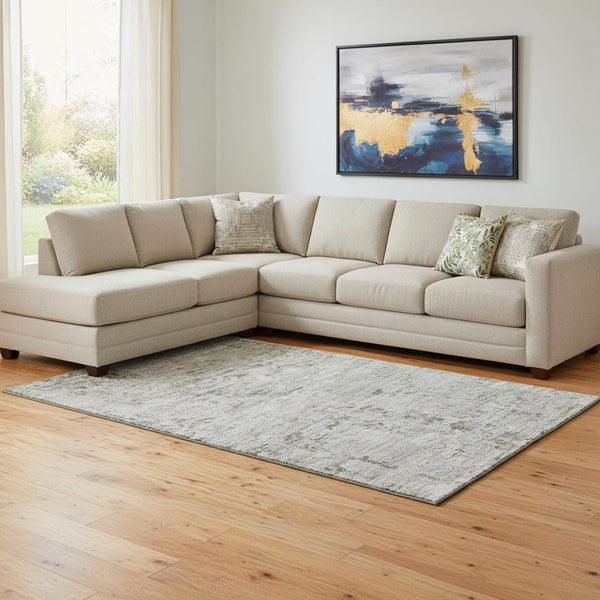 HomeRoots 8' X 10' Abstract Washable Area Rug in Pewter & Ivory - Stain-Resistant, UV Protected, Stylish & Durable 699164
