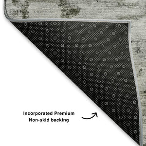 HomeRoots 9' X 12' Stylish Pewter & Ivory Abstract Area Rug - Washable, UV Protected, Stain Resistant Design 699165