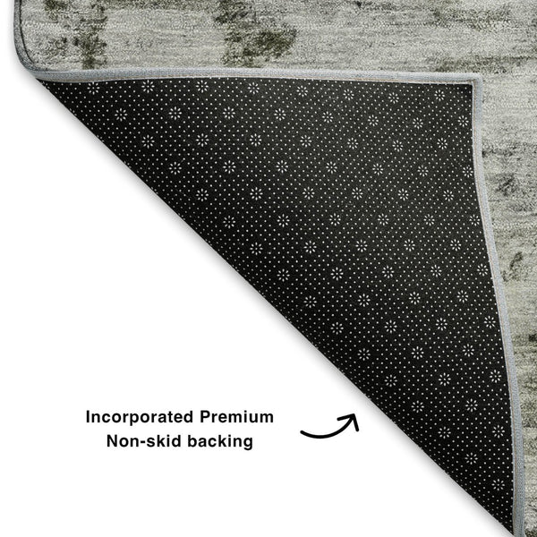 HomeRoots 9' X 12' Stylish Pewter & Ivory Abstract Area Rug - Washable, UV Protected, Stain Resistant Design 699165