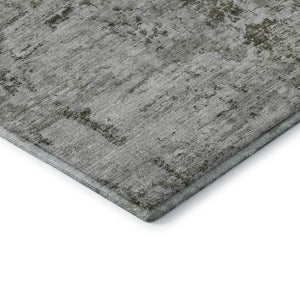 HomeRoots 9' X 12' Stylish Pewter & Ivory Abstract Area Rug - Washable, UV Protected, Stain Resistant Design 699165