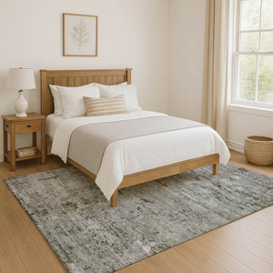 HomeRoots 9' X 12' Stylish Pewter & Ivory Abstract Area Rug - Washable, UV Protected, Stain Resistant Design 699165