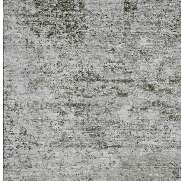 HomeRoots 9' X 12' Stylish Pewter & Ivory Abstract Area Rug - Washable, UV Protected, Stain Resistant Design 699165
