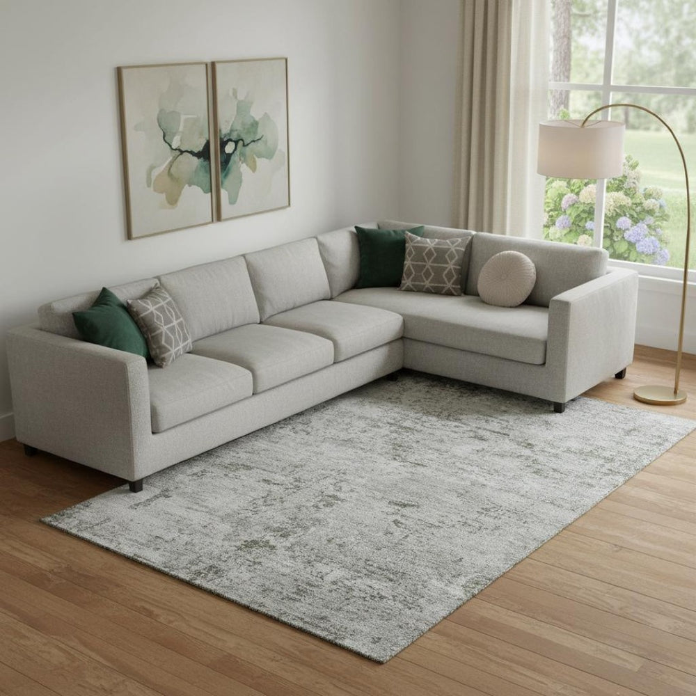 HomeRoots 10' X 14' Stylish Pewter and Ivory Abstract Washable Area Rug with UV Protection for Busy Homes 699166