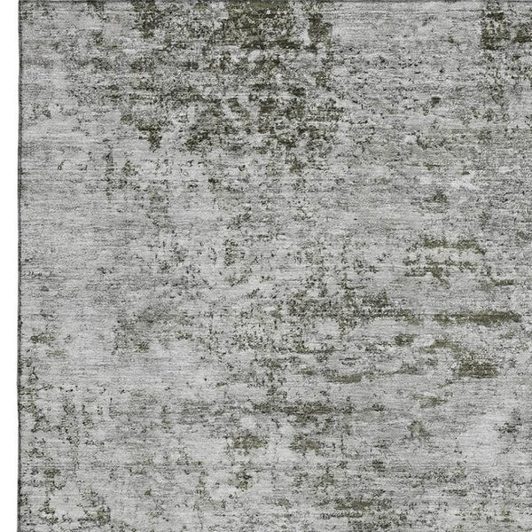 HomeRoots 10' X 14' Stylish Pewter and Ivory Abstract Washable Area Rug with UV Protection for Busy Homes 699166