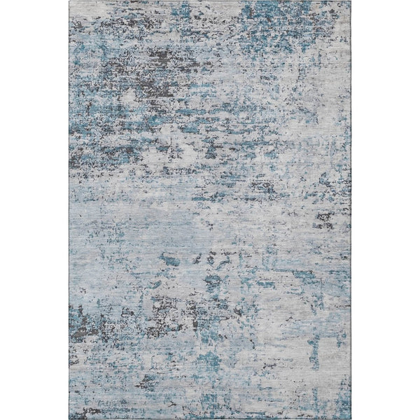 HomeRoots 8' X 10' Sky Blue Ivory Gray Abstract Washable Area Rug - Soft, Durable, Stain Resistant & UV Protected 699170