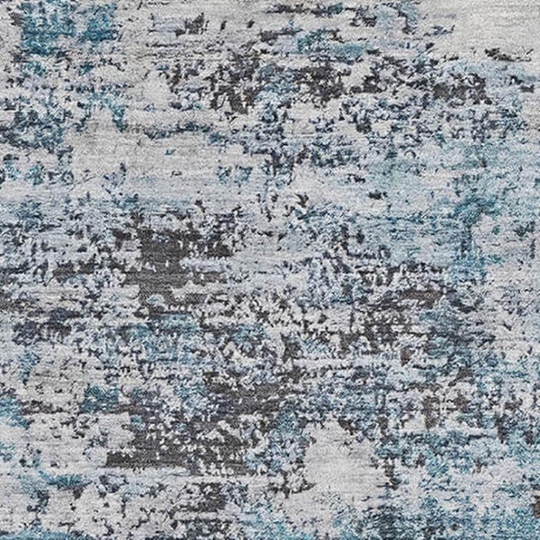 HomeRoots 9' X 12' Stylish Sky Blue Abstract Area Rug - Washable, UV-Protected, Ideal for Busy Homes & Pets 699171