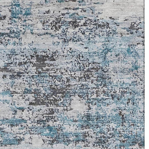 HomeRoots 9' X 12' Stylish Sky Blue Abstract Area Rug - Washable, UV-Protected, Ideal for Busy Homes & Pets 699171