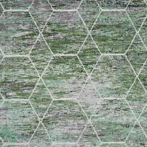 HomeRoots 8' X 10' Modern Geometric Washable Area Rug in Green, Gray & Ivory – UV Protected, Durable Design! 699188