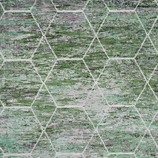HomeRoots 8' X 10' Modern Geometric Washable Area Rug in Green, Gray & Ivory – UV Protected, Durable Design! 699188