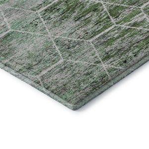 HomeRoots 9' X 12' Stylish Green, Gray & Ivory Geometric Washable Area Rug with UV Protection for Homes 699189