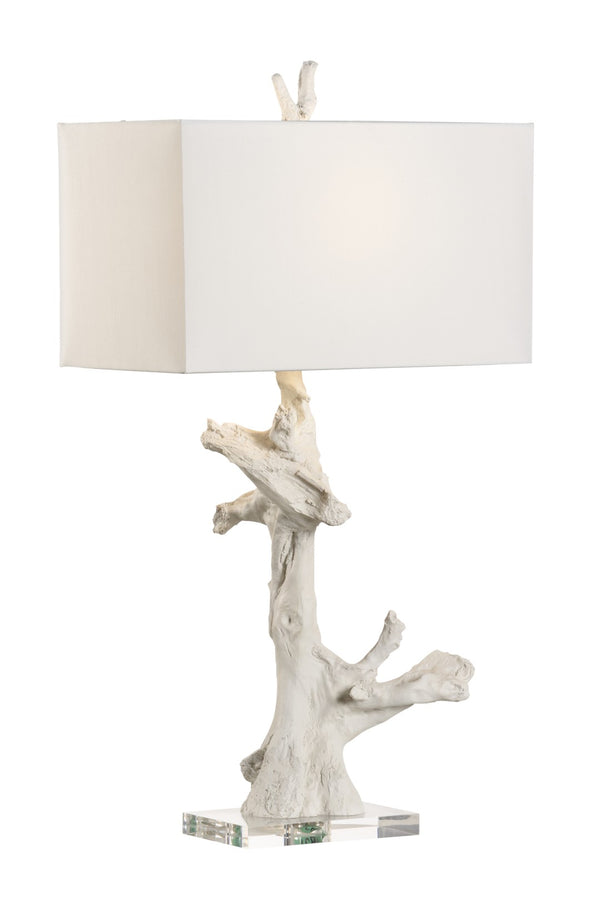 Chelsea House Branch Table Lamp Sculptural White Branch On Clear Acrylic Base — Organic Minimalist Ambient Light 69920