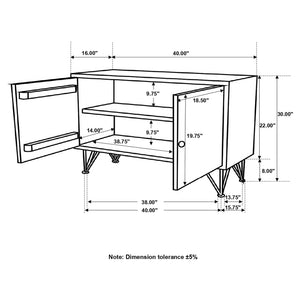 English Elm Eileen Rustic White Washed 2-Door Mango Wood Cabinet with Metal Legs, Interior Shelf, 30"H x 40"W B062P344990