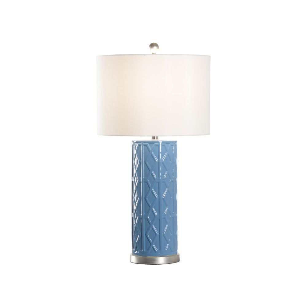 Chelsea House Andreu Ceramic Lamp By Shayla Copas — Handcrafted Deep Blue Glaze With Raised Metallic Silver Detail, 31" 69921