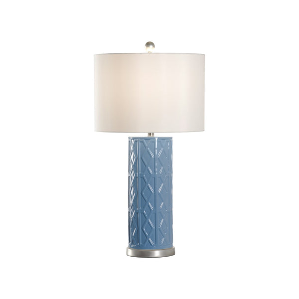 Chelsea House Andreu Ceramic Lamp By Shayla Copas — Handcrafted Deep Blue Glaze With Raised Metallic Silver Detail, 31" 69921
