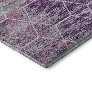 HomeRoots 5' Chic Purple, Ivory & Blush Geometric Washable Area Rug - UV Protected & Stain Resistant Design 699210
