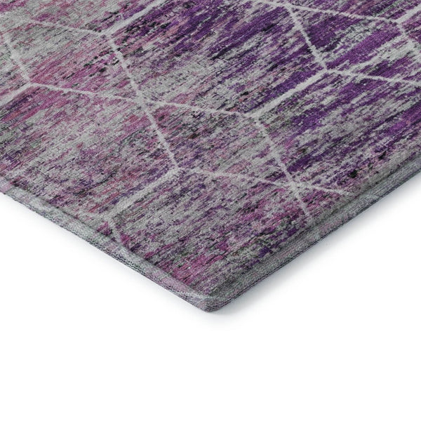 HomeRoots 5' Chic Purple, Ivory & Blush Geometric Washable Area Rug - UV Protected & Stain Resistant Design 699210