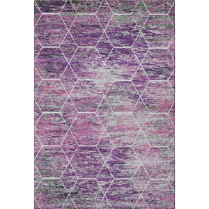 HomeRoots 5' Chic Purple, Ivory & Blush Geometric Washable Area Rug - UV Protected & Stain Resistant Design 699210