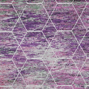 HomeRoots 8' X 10' Geometric Area Rug in Soft Purple, Ivory & Blush - Washable, UV Protected, Kid-Friendly Design 699212