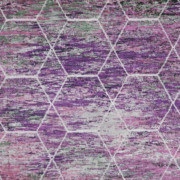 HomeRoots 9' X 12' Geometric Washable Area Rug in Purple, Ivory & Blush - UV Protected for Durability & Style 699213
