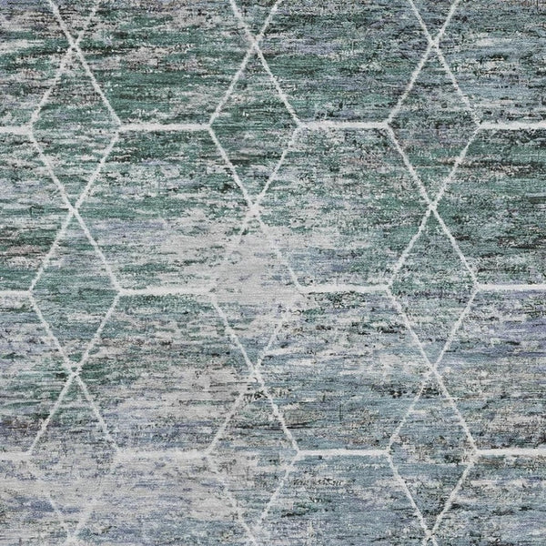 HomeRoots 9' X 12' Teal, Ivory & Gray Geometric Area Rug – Durable, Washable & UV-Protected for Modern Homes 699225
