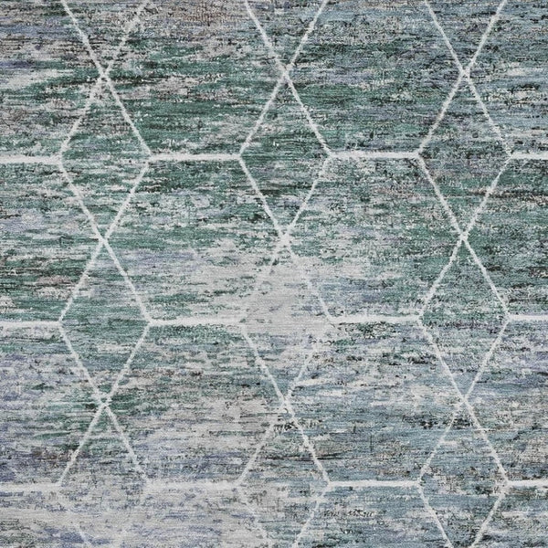 HomeRoots 10' Teal Ivory and Gray Geometric Area Rug - Washable, UV Protected, Perfect for Active Homes! 699226